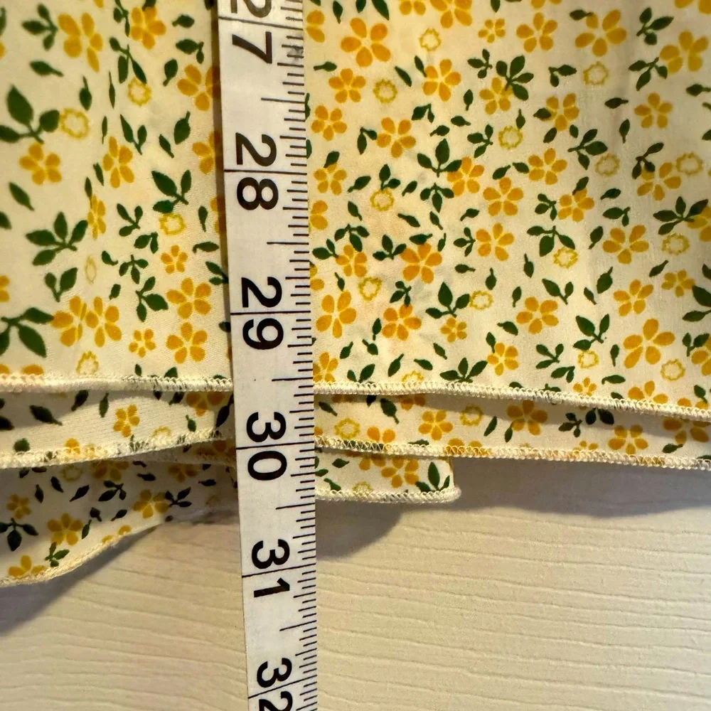 Yellow & Green Ditsy Floral Skirt 4X/US 22 Breezy Flowy w/Tie Belt SHEIN